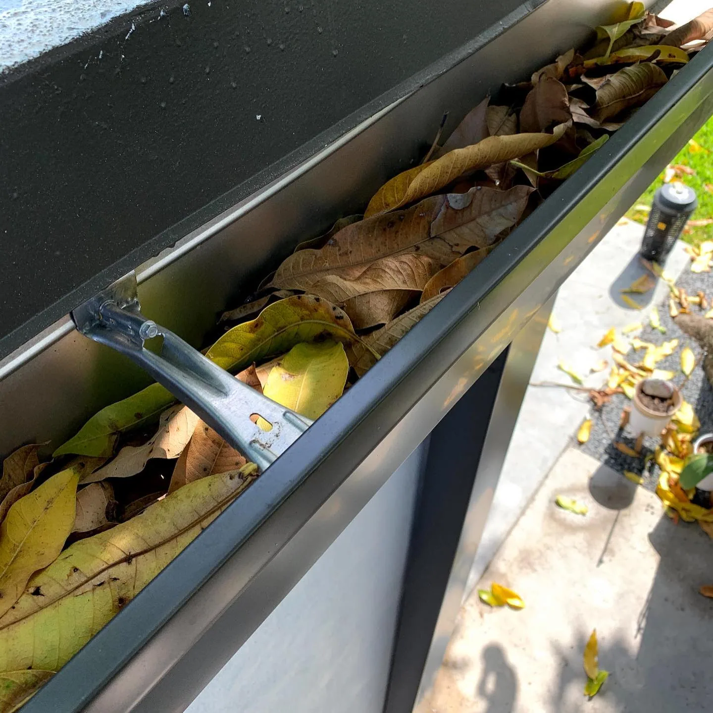 Gutter cleaning compared with gutter guards on a Florida home
